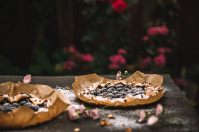 Close-up of dessert on table