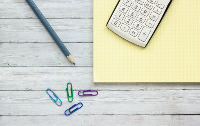 High angle view of pen on table