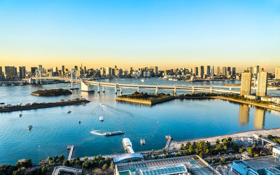 High angle view of bridge over river in city