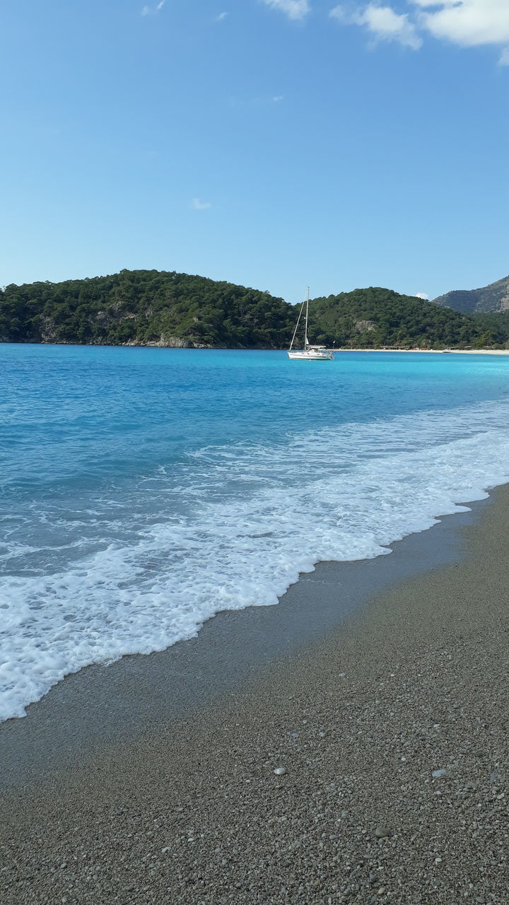 SCENIC VIEW OF SEA AND MOUNTAINS AGAINST SKY