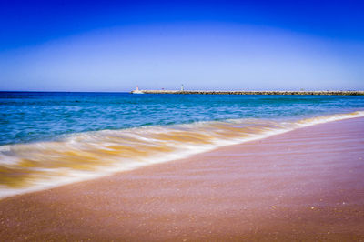 Scenic view of sea against clear sky