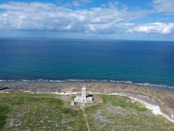 High angle view of sea against sky