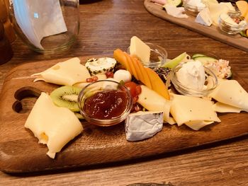 High angle view of food on table