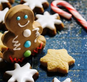 Close-up of cookies on table