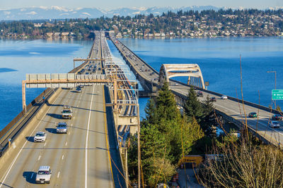 Floating bridges cross lake washington in seattle.