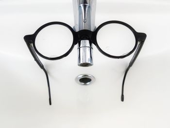 High angle view of eyeglasses on table