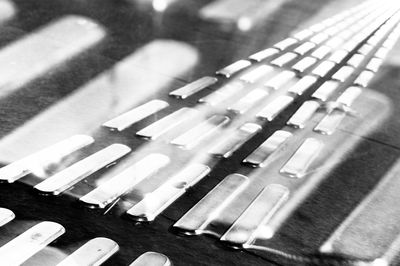 High angle view of piano keys