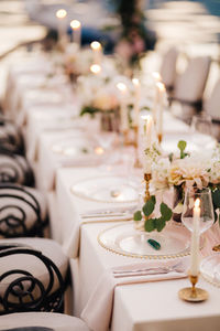 Flower vase on table