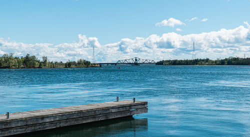 Bridge over river against sky