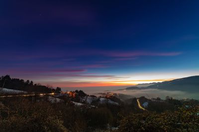 Scenic view of silhouette landscape against sky during sunset