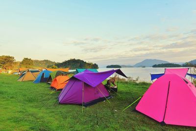 Camping on vacation at lakeside