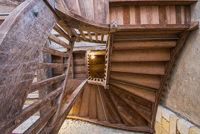 High angle view of staircase in building