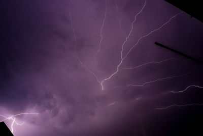 Low angle view of lightning in sky