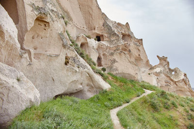 Low angle view of rock formations