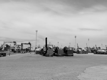 Panoramic view of factory against sky