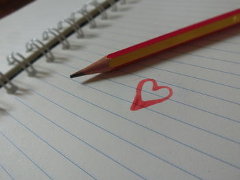 High angle view of pencil on table