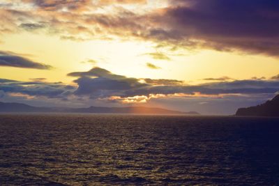 Scenic view of sea against cloudy sky