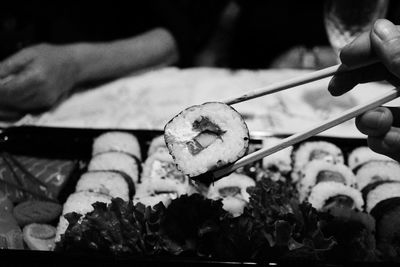 Close-up of person preparing food