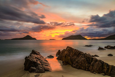 Scenic view of sea against sky at sunset