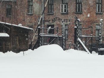 View of ski lift in snow