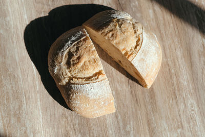 High angle view of bread on table