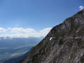 Low angle view of mountains against sky