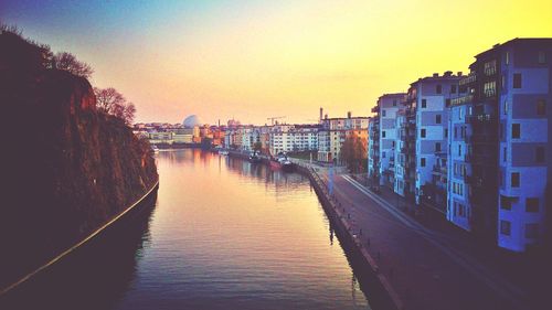 View of river at sunset