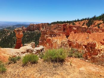 Panoramic view of landscape against clear blue sky