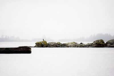 Scenic view of sea against sky during winter