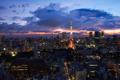 Illuminated city at night
