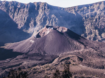 Aerial view of volcanic mountain