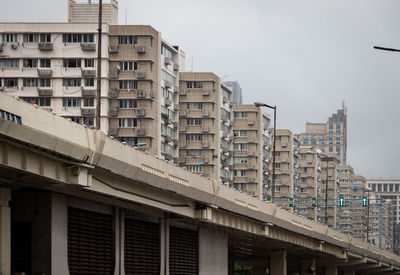 Low angle view of buildings against clear sky