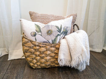 Wicker basket on chair at home