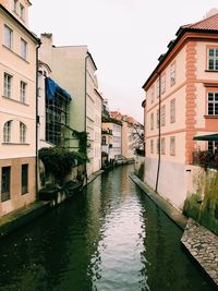 Canal amidst buildings against sky in city