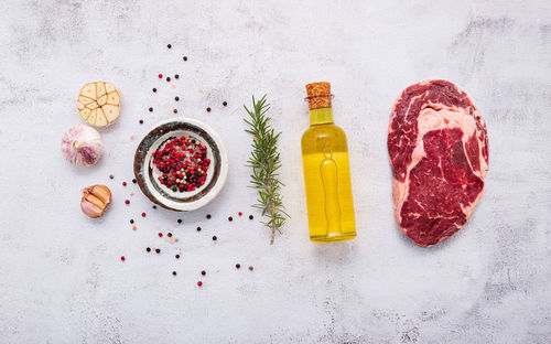 High angle view of food on table