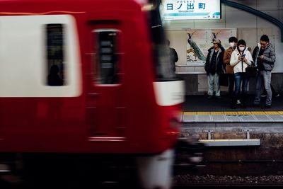 Blurred motion of train at subway station