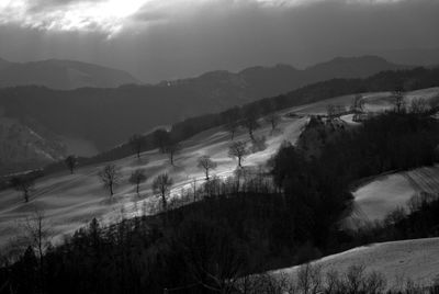 Scenic view of mountains against sky