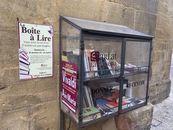 Information sign on wall of store