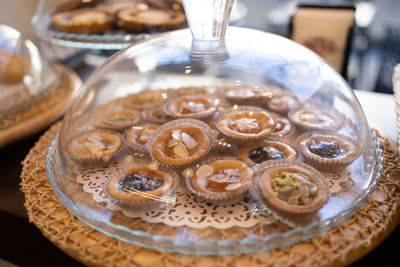 High angle view of drink on table