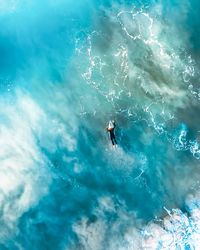 High angle view of person in sea