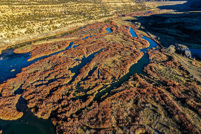 High angle view of land