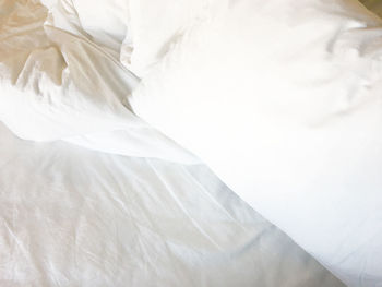 High angle view of snow covered bed