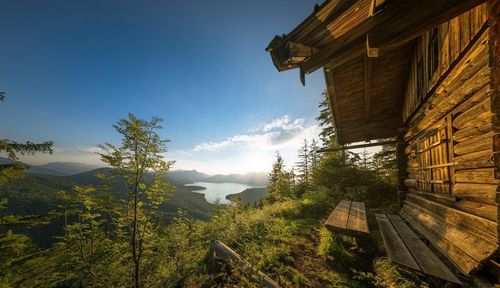 Panoramic shot of trees and houses against sky