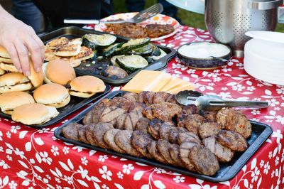 Close-up of meat in plate on table