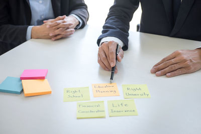 Midsection of business colleagues working at office