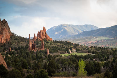 Panoramic view of landscape and mountains against sky