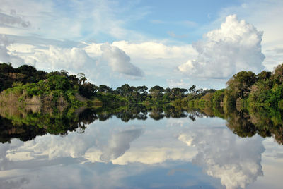 Scenic view of reflection of clouds in water