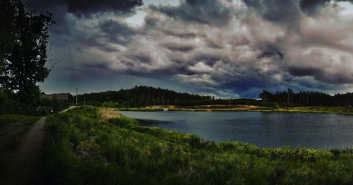 Scenic view of lake against sky