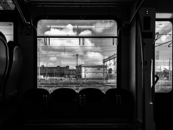 Sky seen through train window