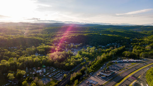 High angle view of townscape against sky